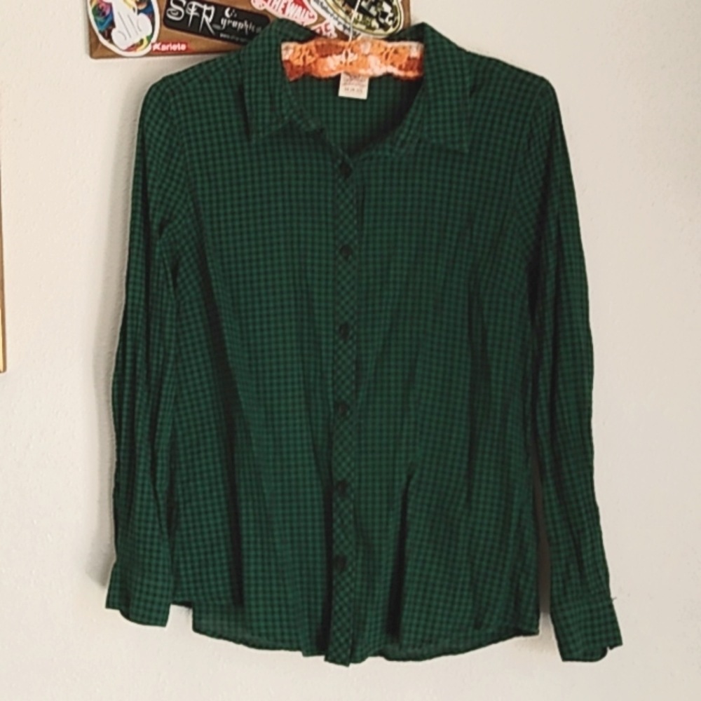 Green and black plaid shirt